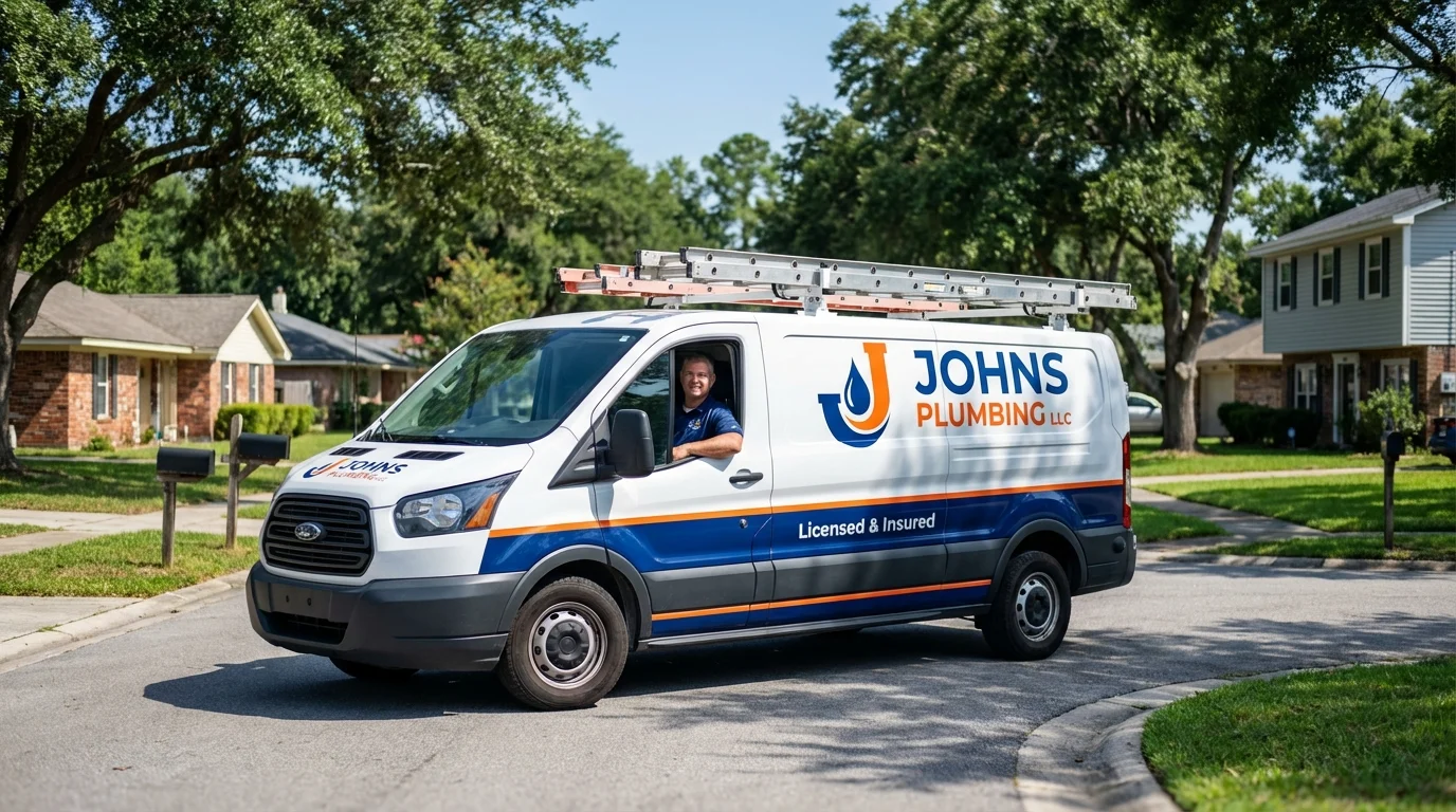 Johns Plumbing LLC service van in Plymouth, WI